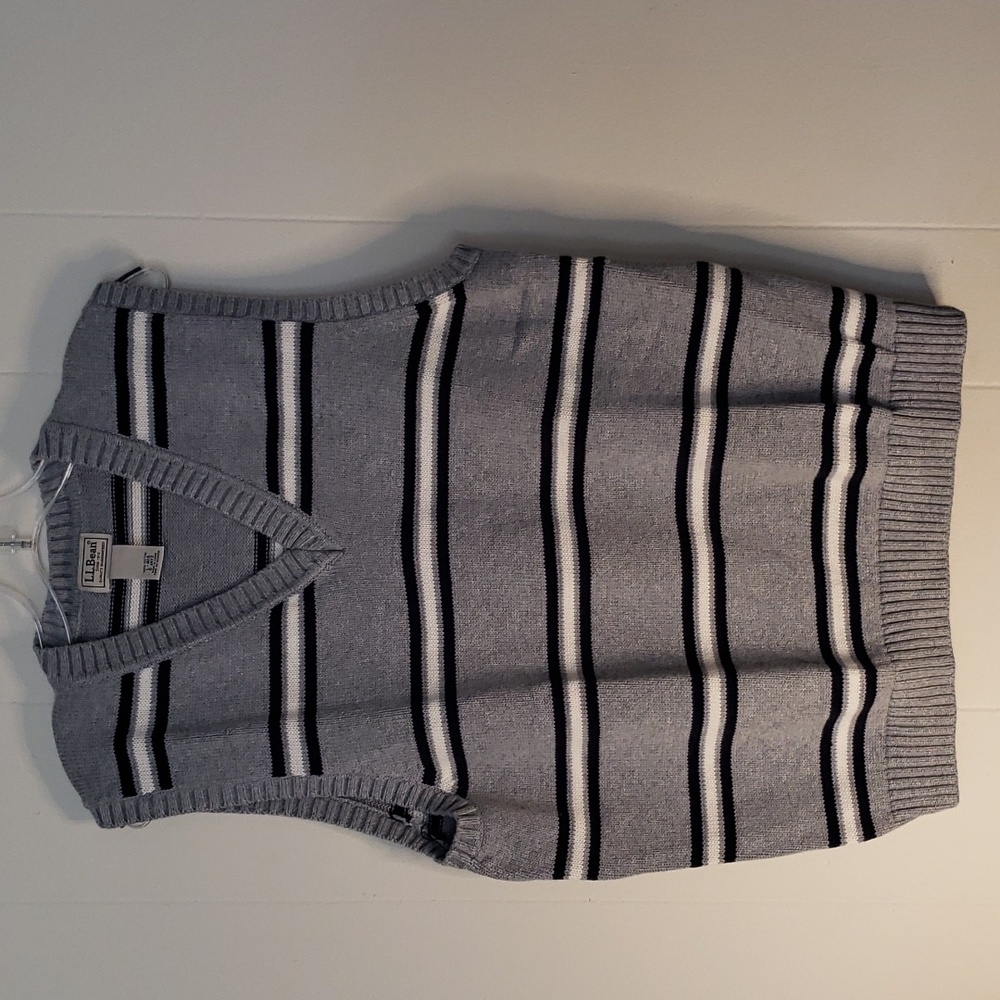 Mens L. L. Bean Striped V- neck Sweater Vest